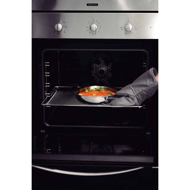 ترامونتينا Tramontina Grano Double-Handled Stainless-Steel Frying Pan with Triple-Layer Body, 30 cm